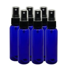 2 fl oz Cobalt Blue Glass Bottle w/ Black Spray Cap Free Ship Quantity Discounts