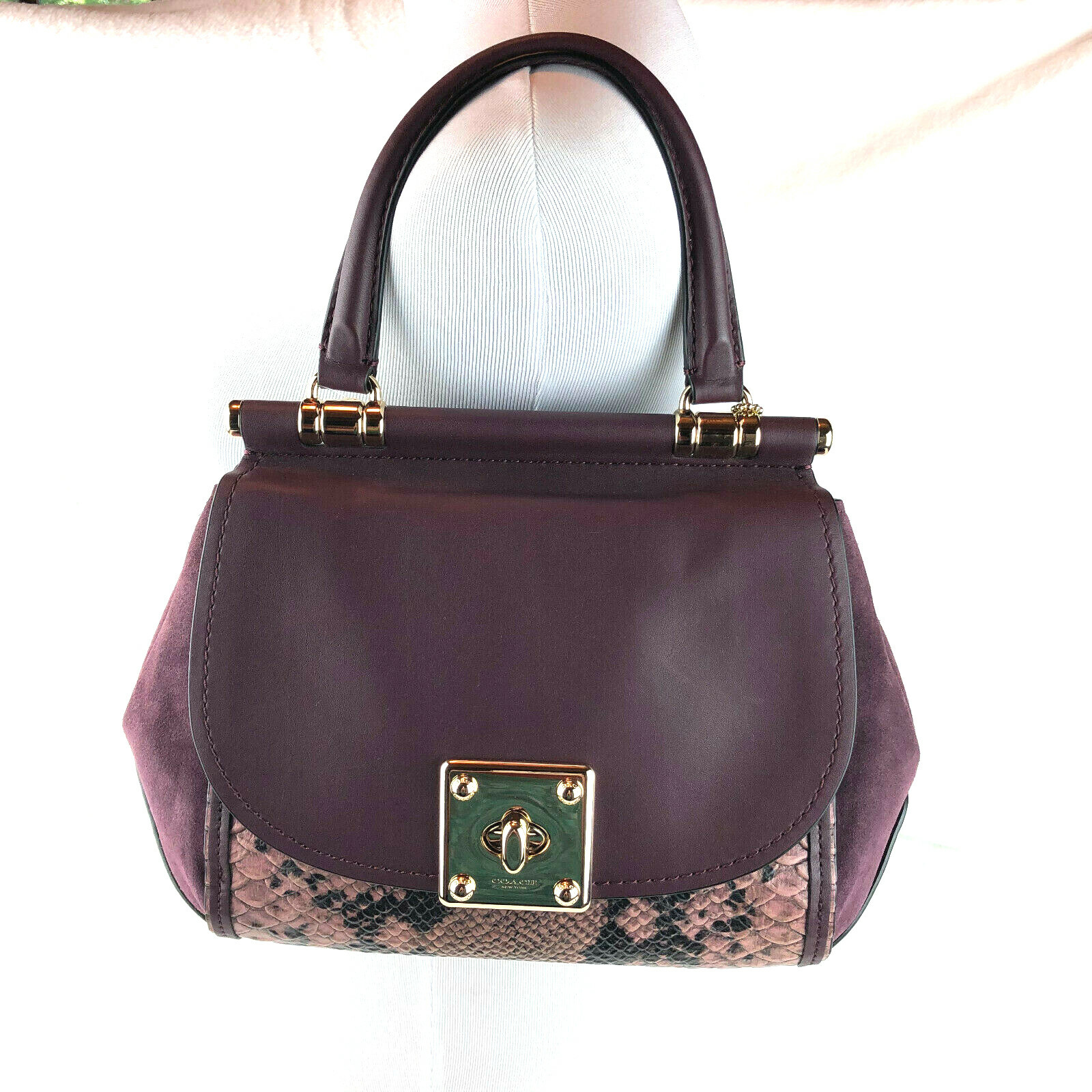 NWT Coach Drifter Satchel in Exotic Embossed Leather Oxblood 54078