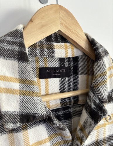 Allsaints “Lenado”Overshirt Shacket Shirt Jacket Check Lumberjack Black Yellow M - Picture 4 of 11
