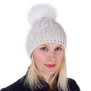 cream wool bobble hat