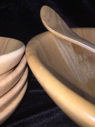 Dansk Jens Harald Quistgaard BLONDE WOOD SALAD Bowl Set,tongs Mid-Century Modern - Picture 6 of 6