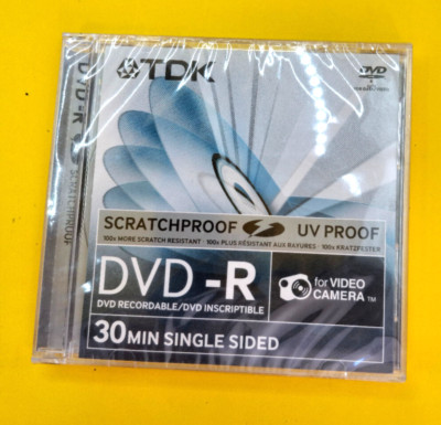 TDK 8cm Camcorder Disc DVD-R 30 min einseitig kratzfest. UNGEÖFFNET. (refB)