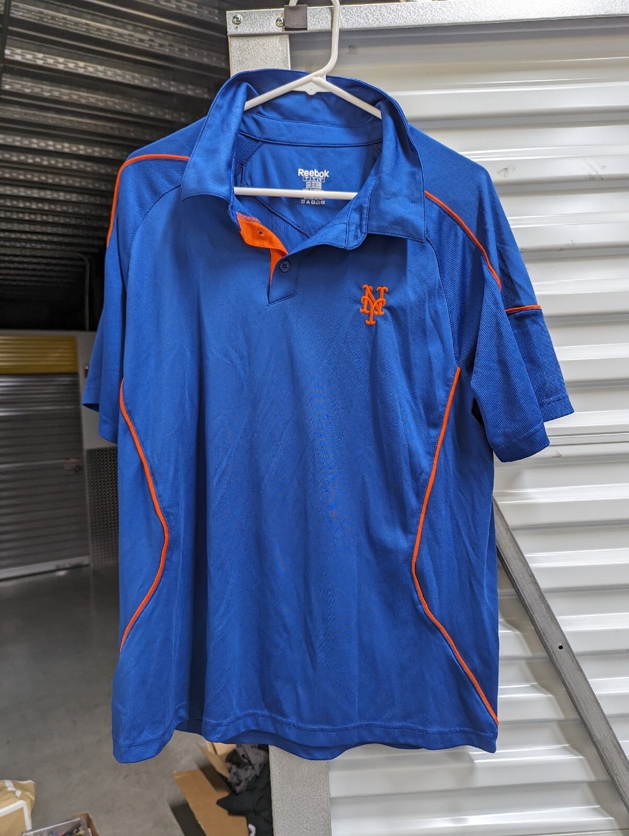 EUC VINTAGE REEBOK NEW YORK METS GOLF POLO SHIRT MENS L LARGE BLUE