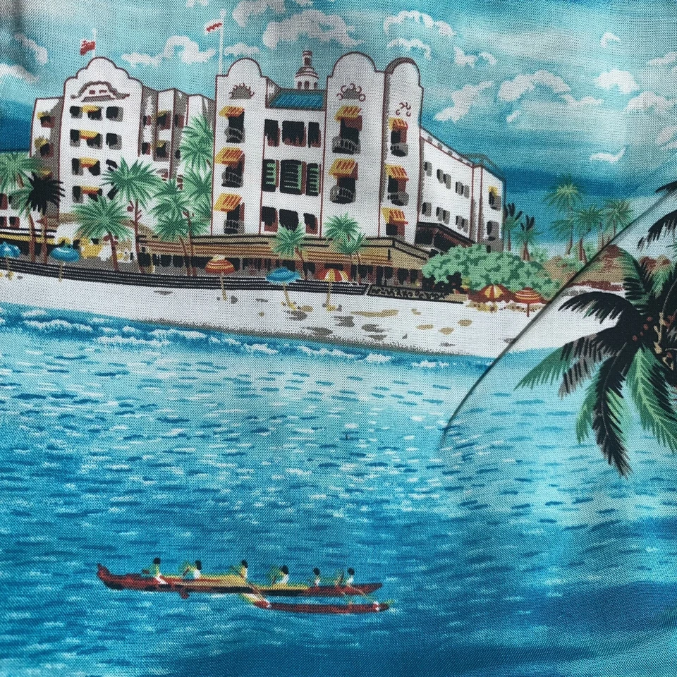 "Tela de ropa de rayón vintage tropical de playa 114x56""" Foto 3 de 4