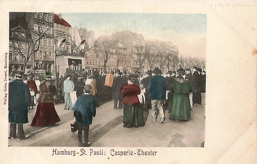 AK Deutschland Hamburg St. Pauli Straße Lot Kasper Theater 1900 Gebr. Israel  - Bild 1 von 2