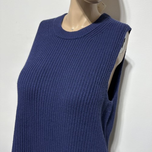 J. Crew Women's Sleeveless Tunic Sweater Vest Size XL Ribbed Dark Blue Knit NWT - Picture 7 of 11