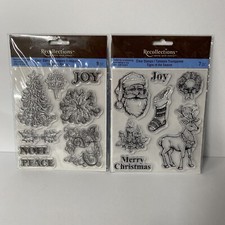 Recollections Clear Christmas Stamp Sets Lot of 2 Cardmaking