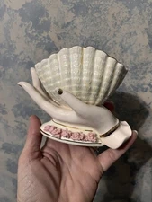 Vintage Ucagco Lady’s Hand Holding Shell Victorian Vase Cottage Core