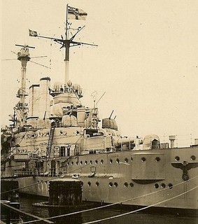POWERFUL! Dockside View of Kriegsmarine Panzerschiffe (Battleship) in Port!