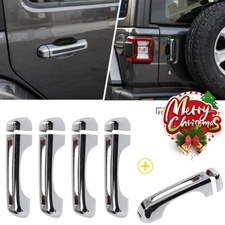 Fit Jeep Wrangler 2018 JL Tailgate + 4 Door Handle Cover Trim Decor Accessories