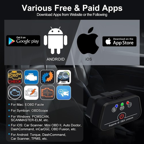 Lecteur OBD2 Bluetooth vLinker iCar2 Diagnostic Auto iOS Android - Photo 5/11