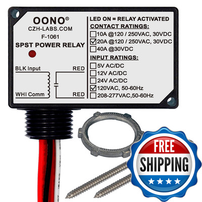 Oono Ac 120V Spst 20Amp 250Vac/30Vdc Power Relay Module Plastic Enclosure And