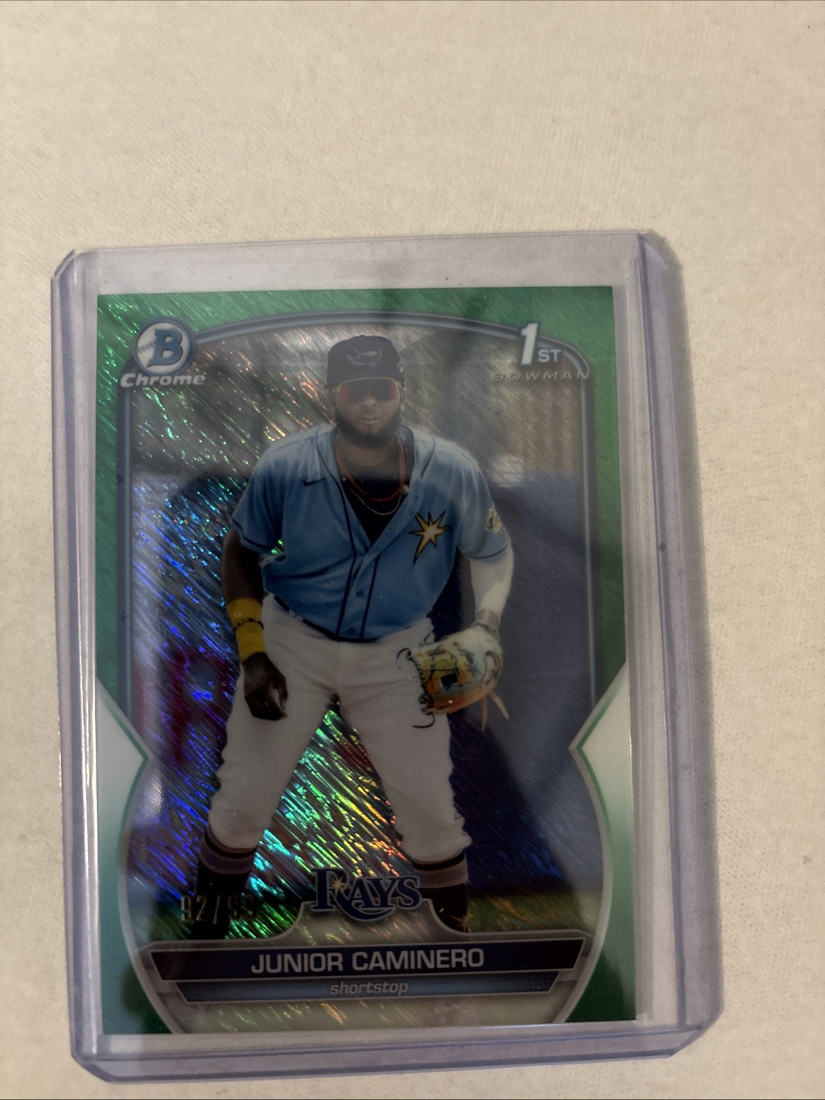 2023 1st Bowman Chrome Prospect Junior Caminero #BCP-61 Green Refractor /99 (RC)
