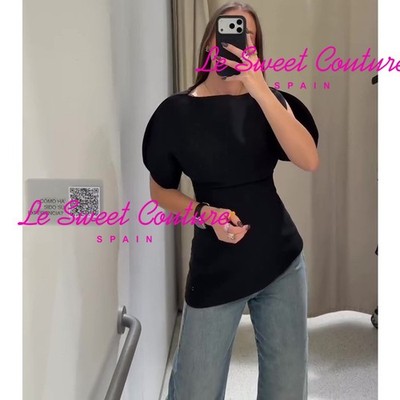 ZARA WOMAN NWT SS2525 BLACK PUFF SLEEVE TOP ZW COLLECTION ALL SIZES 1101/198/800