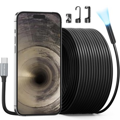 50FT USB-C Borescope Camera with Light for DIY Pipe Inspection
