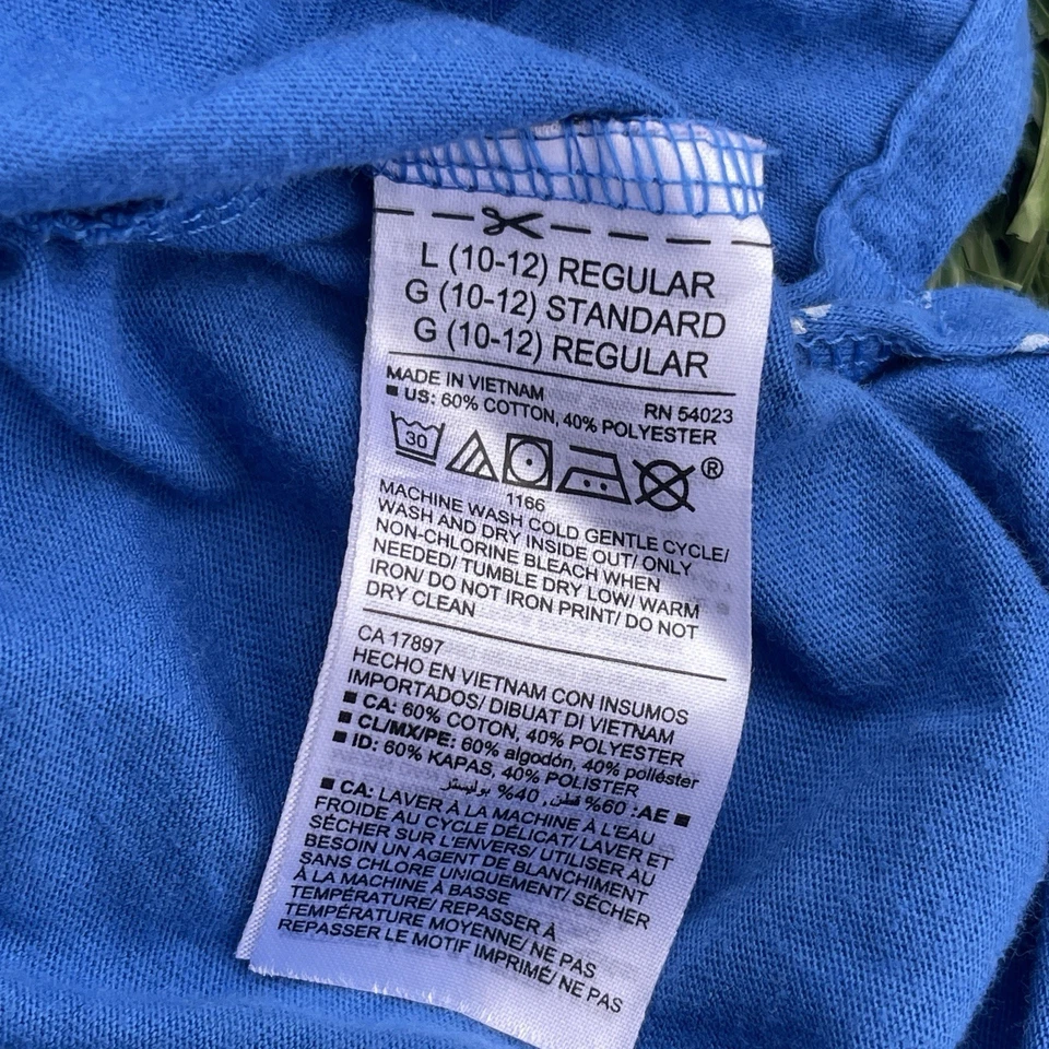 Old Navy Boys L (10-12) Blue Shark Print Polo Shirt Short Sleeve Cotton Blend - Image 4 of 4