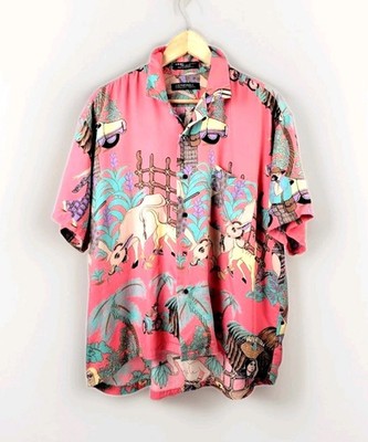 Vintage Generra Collection 90s Rayon Hawaiian Short Sleeve Shirt Tropical Mens M