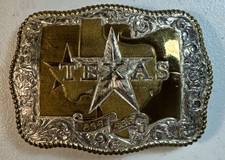 Crumrine Texas Lone Star 1836 1986 Belt Buckle Heavy Silver Plate Jeweler Bronze