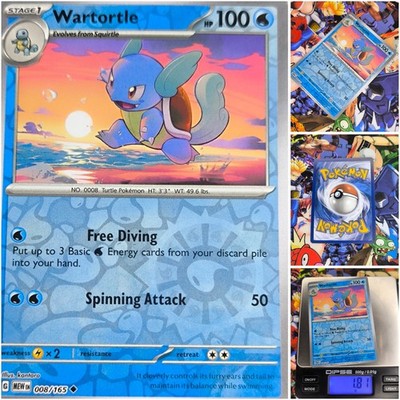 Pokemon Wartortle   Nm Card Mew 151 Og Reverse Holo 2023 Scarlet & Violet