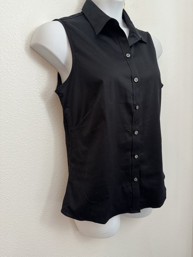 Banana Republic camicia donna senza ferretto aderente senza maniche 14 nera con bottoni nuova - Foto 2 di 6