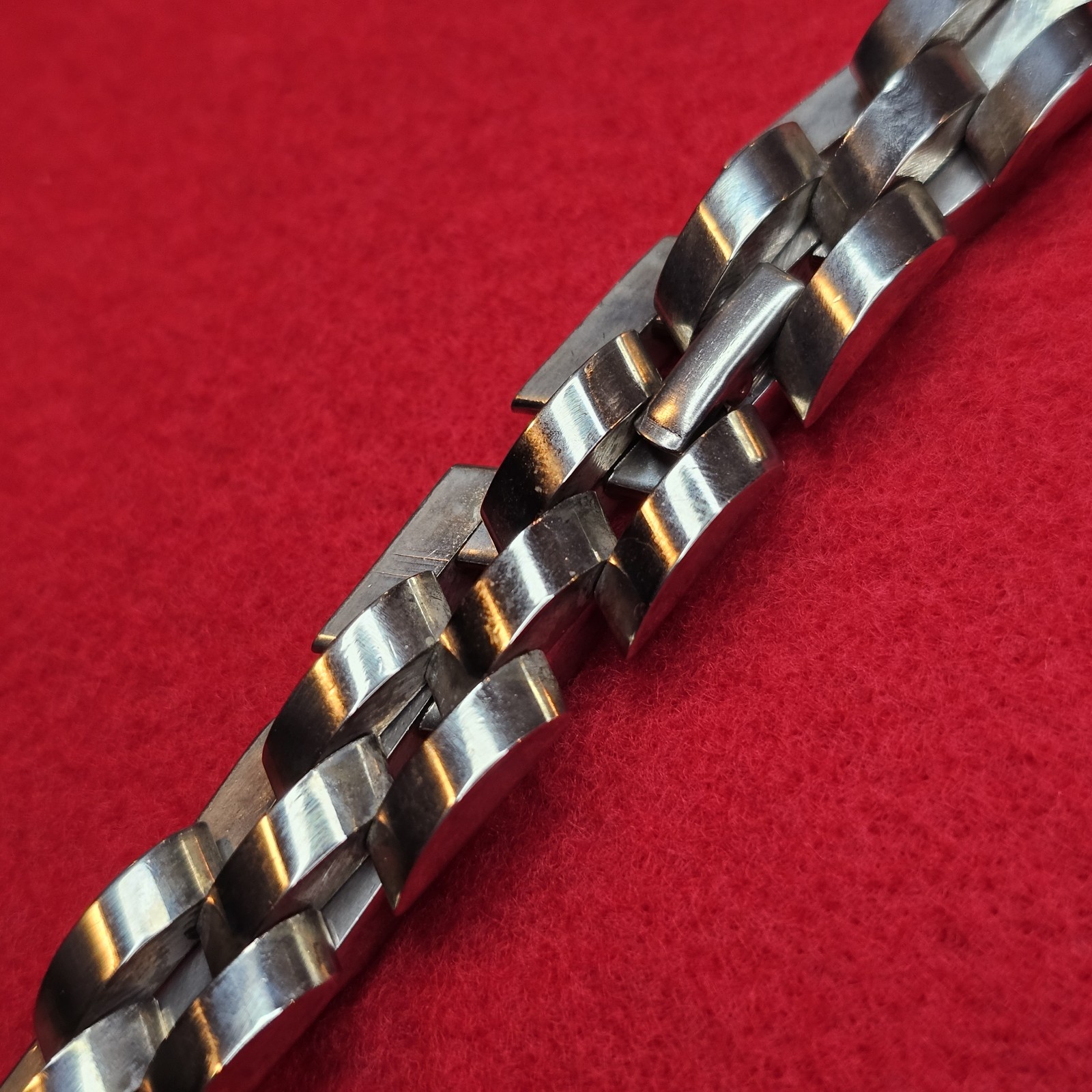 Men's Solid Sterling Silver 12mm Interlocking Lin… - image 1