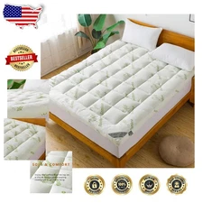 Soft Queen Mattress Cover - Breathable Bamboo Viscose, Down Alternative Fill