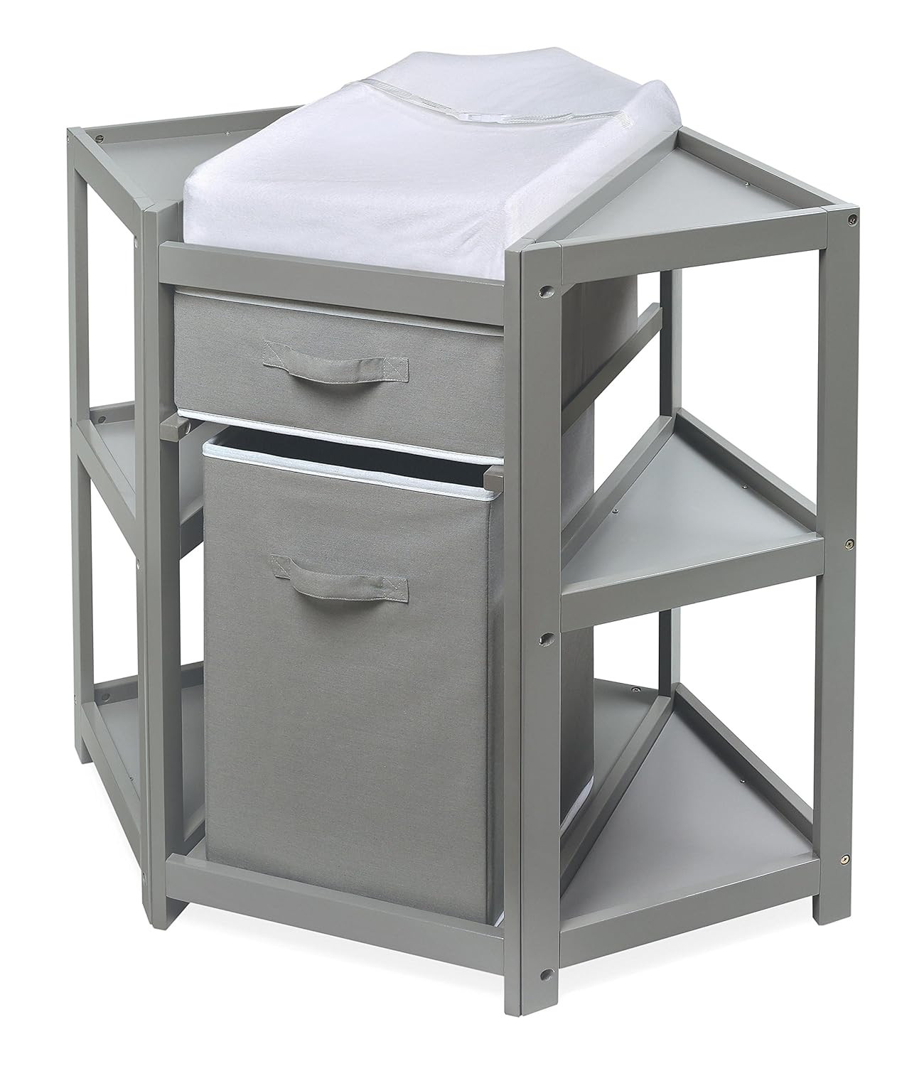 Space-Saving Corner Baby Changing Table with Storage & Safet