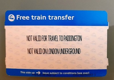 HEATHROW TERMINALS Free Transfer Ticket-Used-Heathrow Express Elizabeth Line
