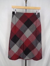 Gap Factory Black Burgundy Plaid Wool Blend Skirt Sz 0 Vintage Y2K Preppy 90's