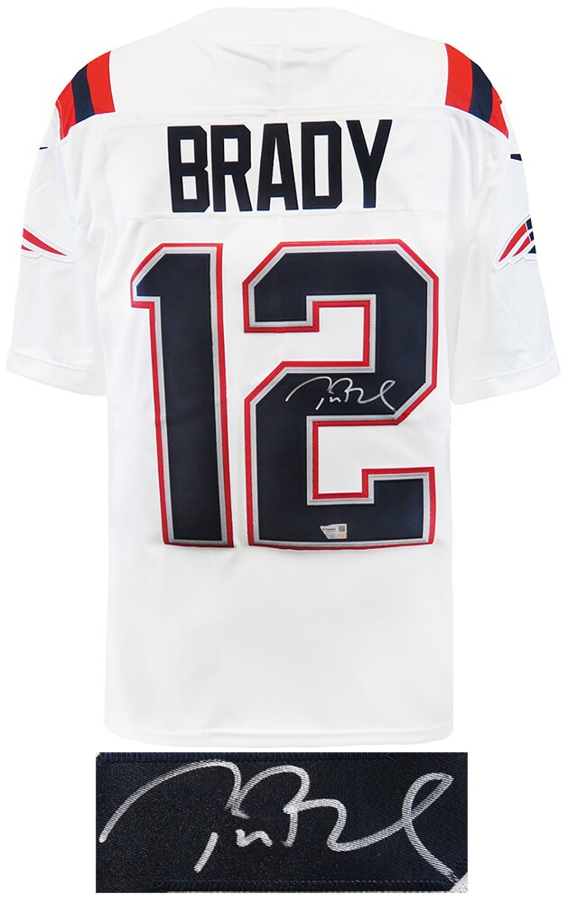 Tom Brady Signed New England Patriots White Nike Football Jersey