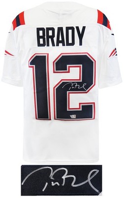 Tom Brady Signed New England Patriots White Nike Football Jersey