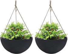 Hanging Planters for Outdoor Plants with Drain Holes, 13.2 Inch, Set of 2
