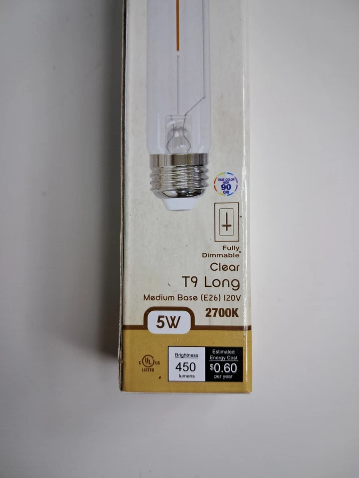 Bulbrite Fully Dimmable LED Filament Clear 5w T9 Long 2700K 450 Lumens - Image 2 of 3