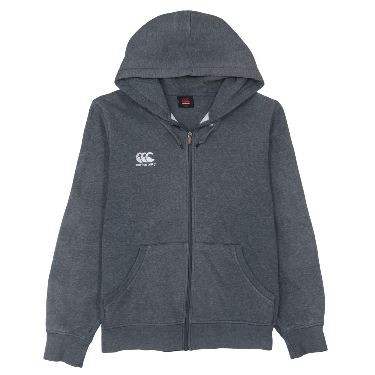 Canterbury Mens Hoodie Grey Full Zip Fleece Embroidered Logo Pockets Rugby L