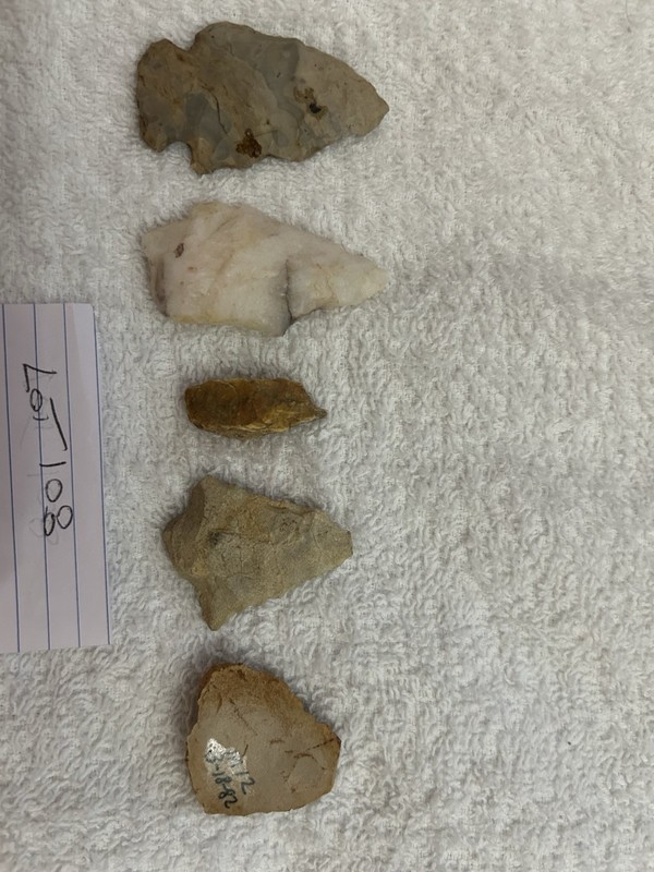 Lot of 5 Authentic Native American Indian Arrowheads, Artifacts