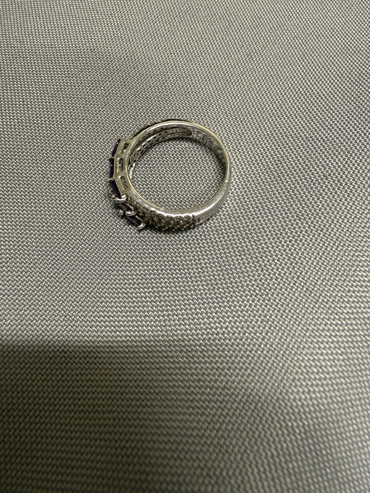 Silver Ring with Purple Rectangular Gemstones - image 2