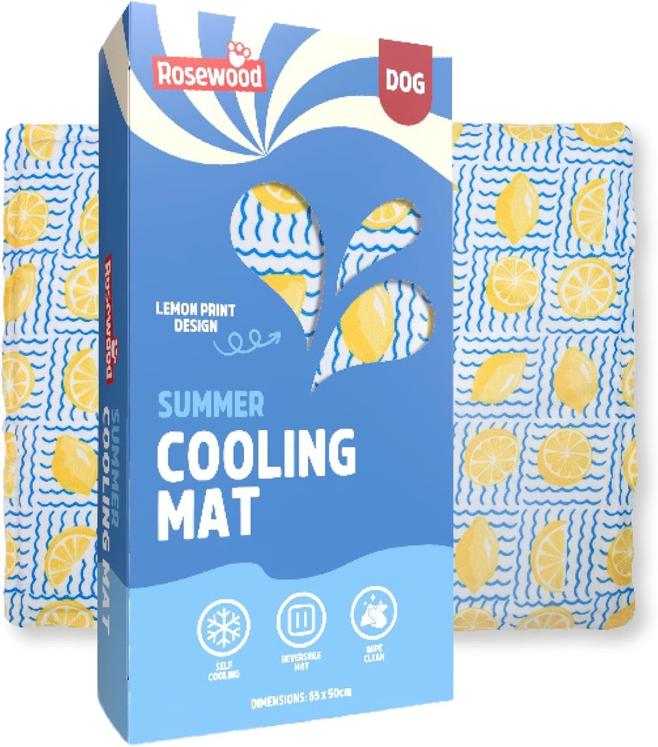 Rosewood Premium Cooling Mat for Dogs - Lemon Print - Self-Cooling Mat, Perfect