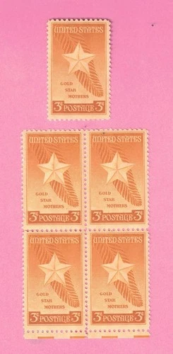 USA Scott 969 Gold Star Mothers. 1 Block/4 & 1 Single USPS Stamps
