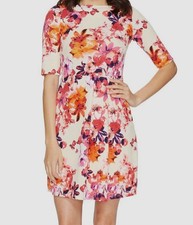 Christin Michaels Women's Beige Anya Printed Fit & Flare Dress Size 14