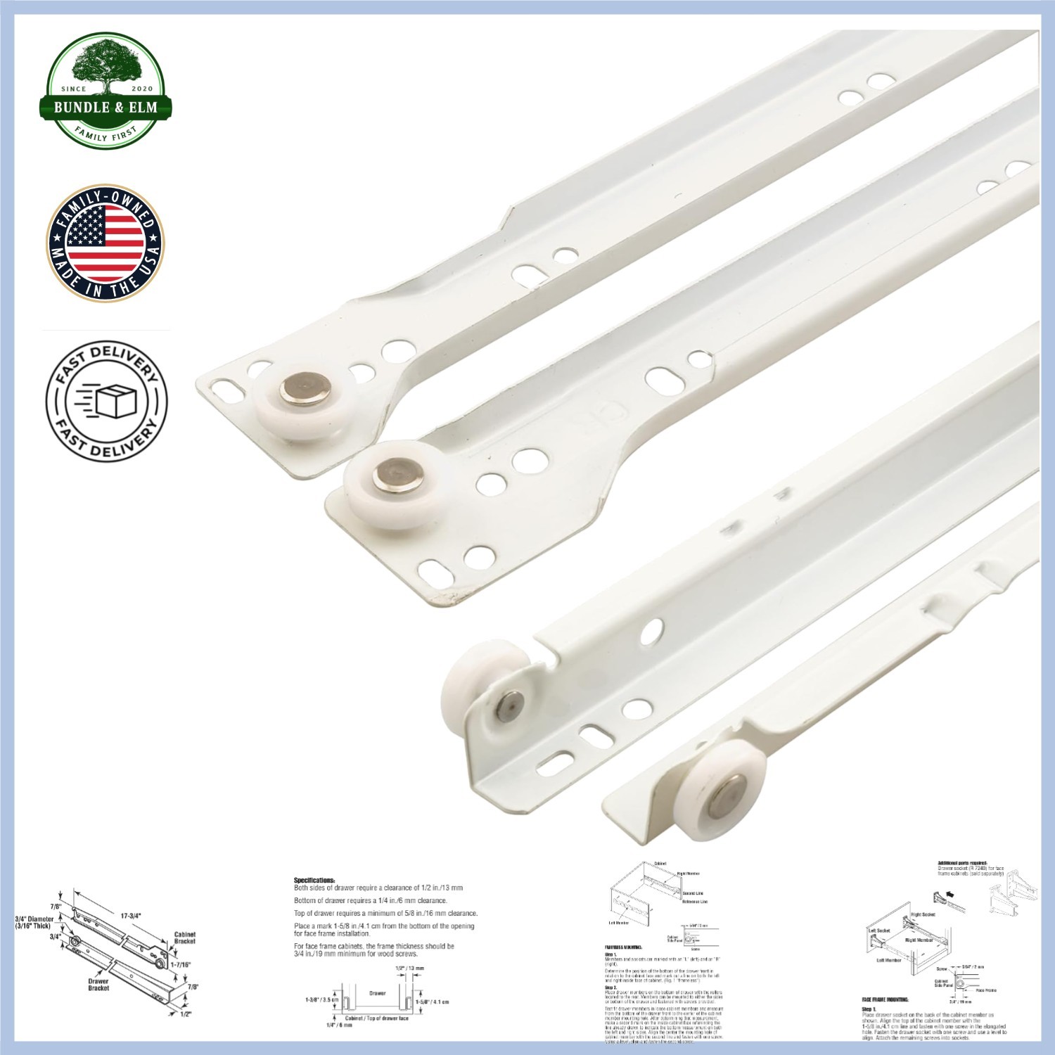 Drawer Slide Kit with Self-Closing Design and Steel Tracks f