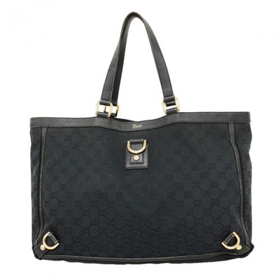 Gucci GG Canvas Abby Tote Bag 141472 Black Champagne Women's GZl1i4me