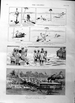 Original alter antiker Druck 1886 Lord Dufferin Burma Mandalay Diamond Harbour
