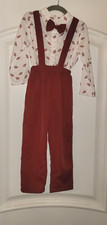 Toddler 2 pc Suit With Bowtie In Great Conditions burgandy and white 2y 3y