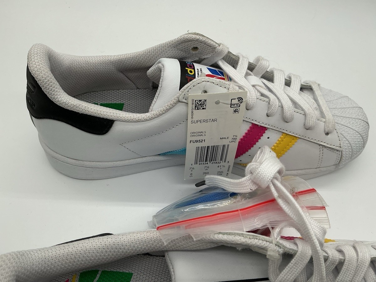 Adidas Superstar Colorful Trefoil Men\'s Size 7 Cloud White 2020 FU9521 Adidas Superstar Colorful Trefoil Cloud White | Mercari main image 3