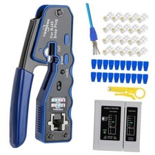 RJ45 Crimp Tool Kit Pass Thru Ethernet Crimper for Cat5e Cat6 Cat6a 8P8C K08