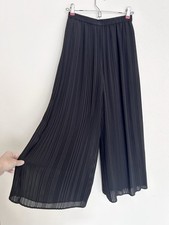 Uniqlo Pleated Shear Pilazzo Flowy Black Pants With Lining Size Small