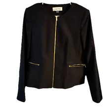 Calvin Klein Women's Zip Up Blazer Jacket Black Navy 12P