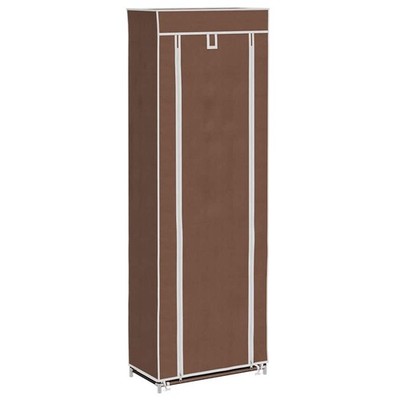 Fabric Shoe Cabinet with Cover Shoe Rack Storage Organizer Black/Brown vidaXL