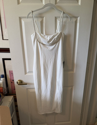 beaded white midi dress Lulu's Cowl Neck Strap Slip Dress, Women's Size S Size:14M Fall Transition Looking hotter this summer Ruched bodice