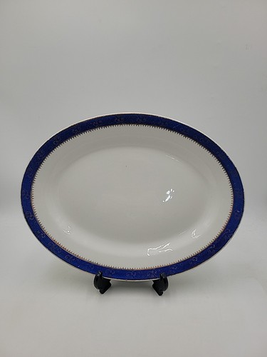 Antique 1914 Homer Laughlin Genesee 15.5" Platter Cobalt Blue Gold Filigree